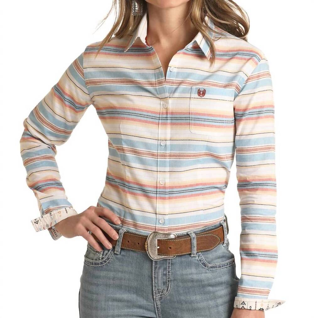 NEW PANHANDLE roughstock southwest stripe button shirt in blue